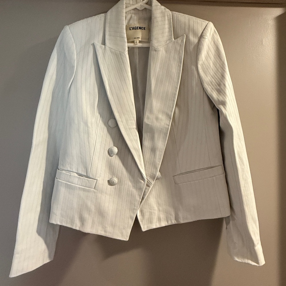 L'AGENCE Light Gray Pinstripe Blazer